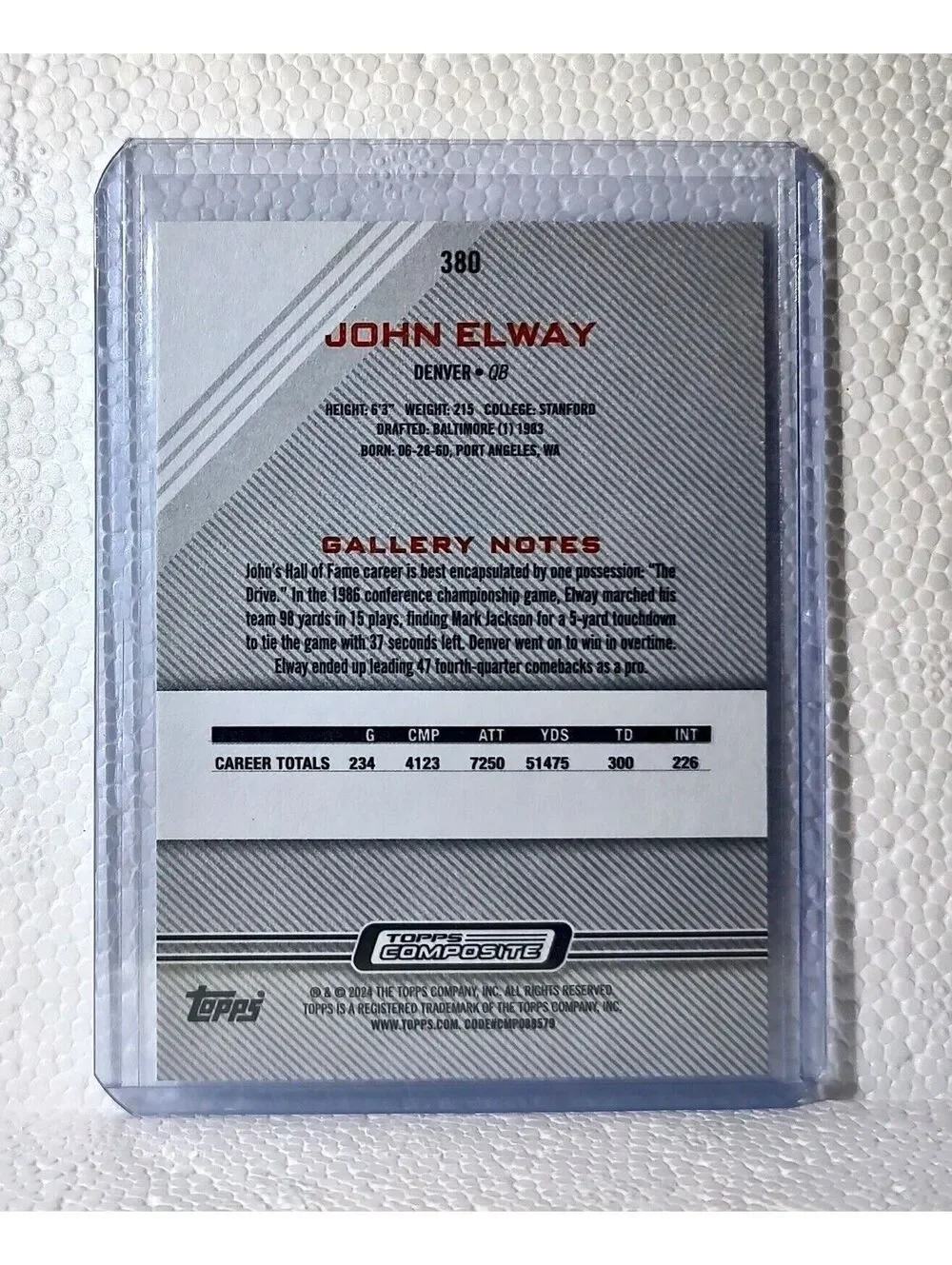 2023 John Elway Topps Gallery NFL #380 Composite Football Card Denver Broncos